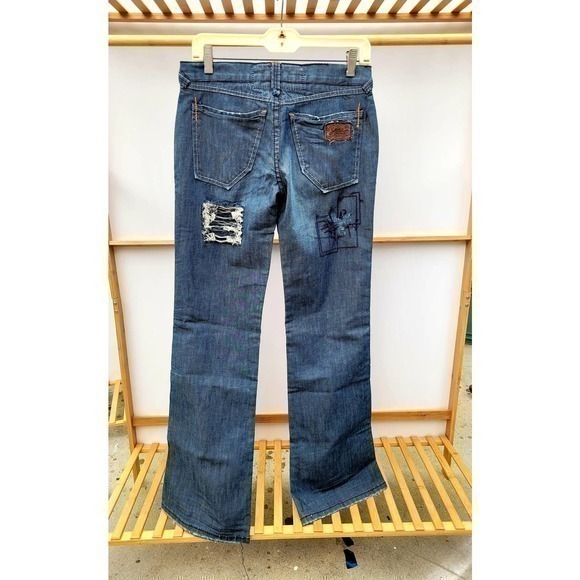 HP Stitch's Native American Cheyenne Boot‎ Leg  destressed Men's Jean Denim - Picture 7 of 8